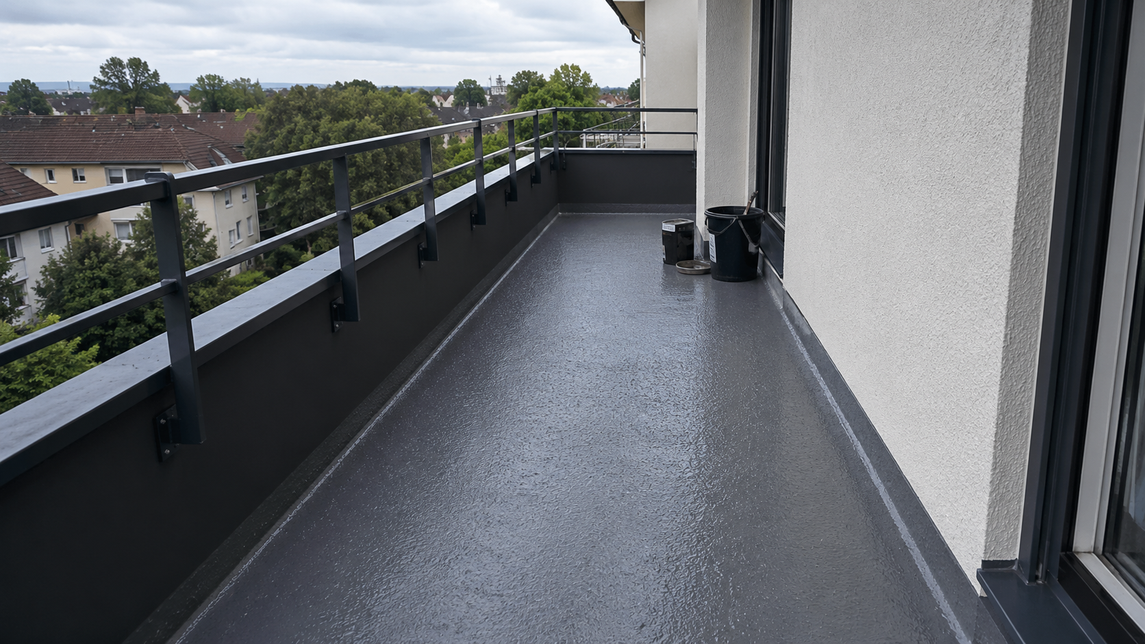 Fertig sanierter Balkon mit professioneller Abdichtung und Beschichtung
